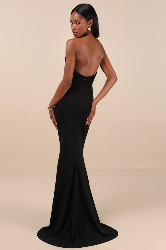 Laney Black Strapless Corset Maxi Dress #Color_Black