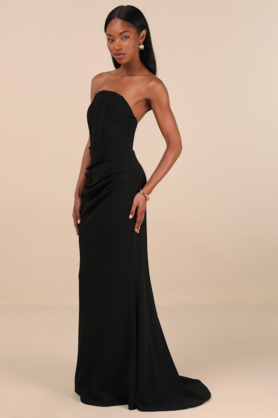 Laney Red Strapless Corset Maxi Dress