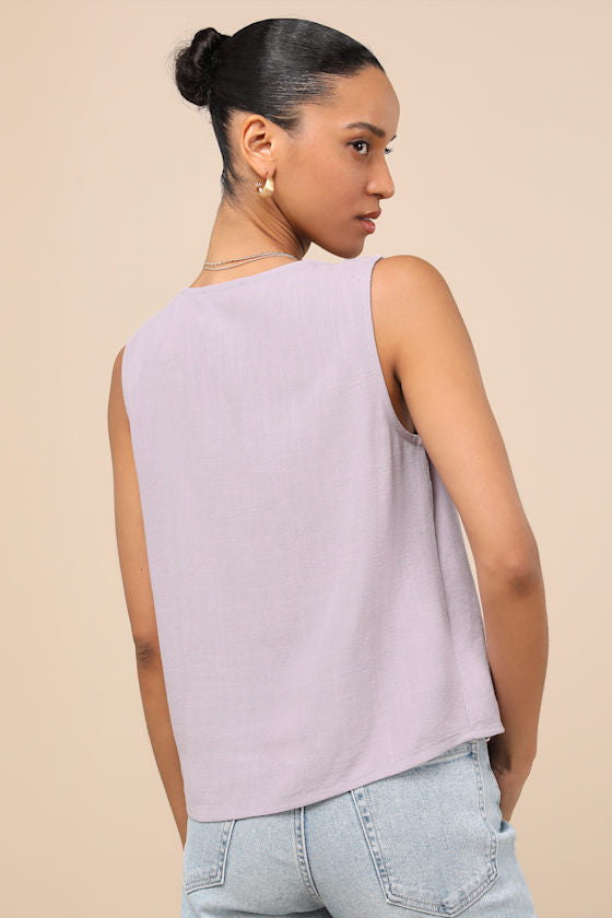 Casually Sophisticated Brown Linen Sleeveless Button-Front Top