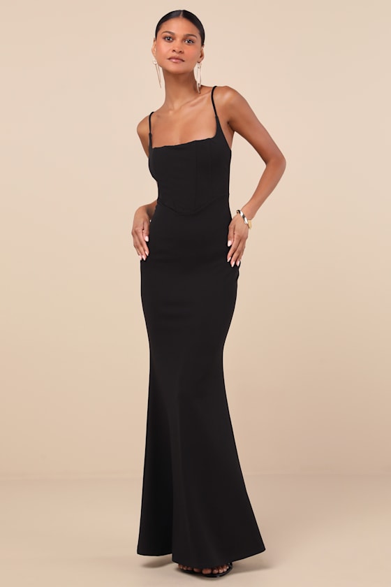Imre Black Sleeveless Mermaid Maxi Dress #Color_Black