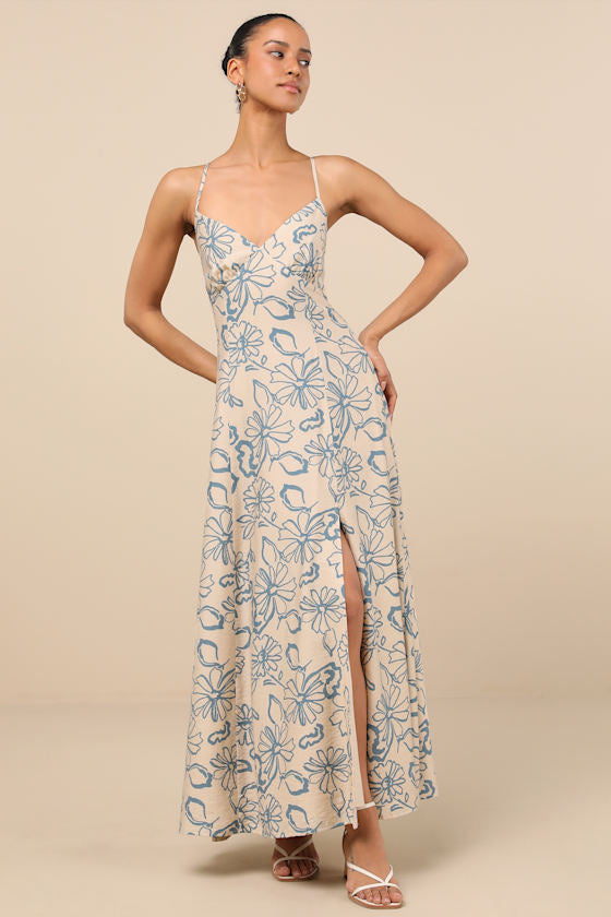 Angelika Beige Floral Sleeveless Midi Dress #Color_Beige Floral Print