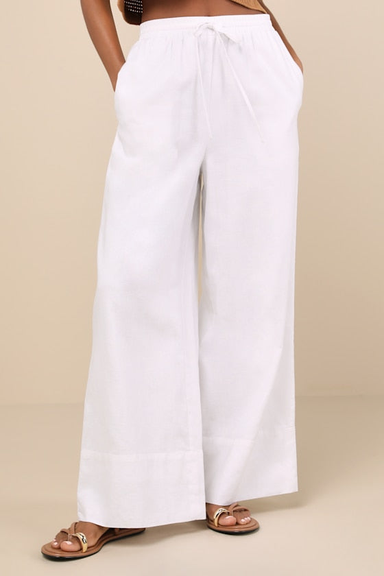 Brisa Light Blue Striped Cuffed Wide-Leg Pants