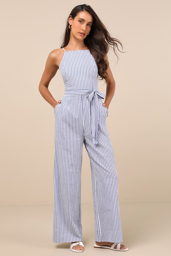 Messina Black Striped Wide-Leg Jumpsuit