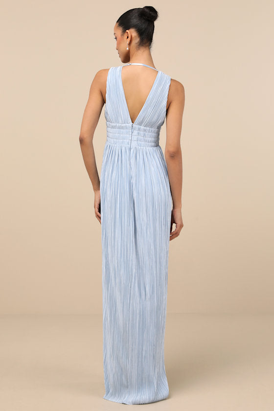 Melitta Lime Green Plisse Sash Maxi Dress