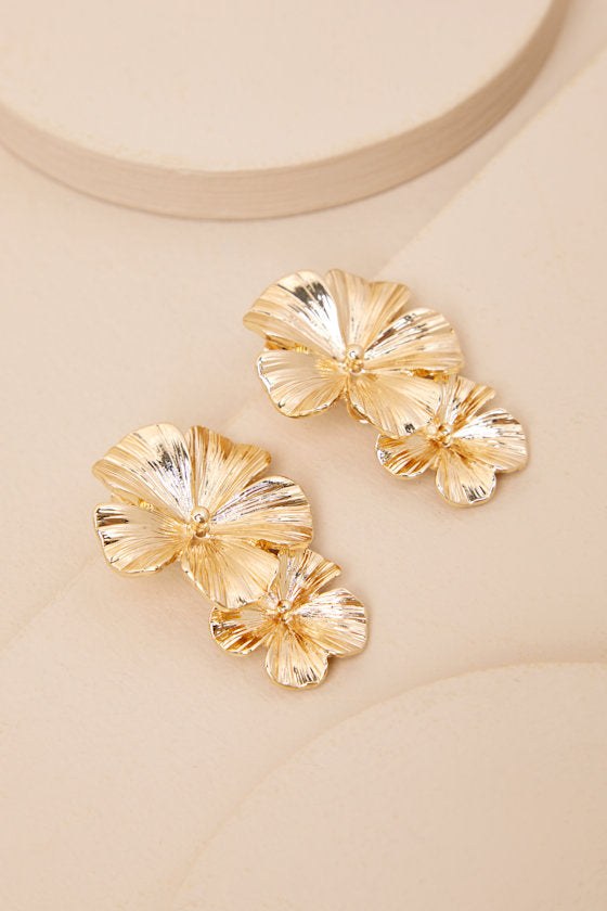 Aster Gold Flower Statement Earrings
