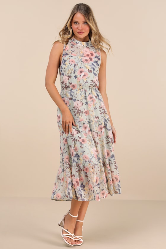 In My Dreams Ivory Multi Floral Print Midi Dress