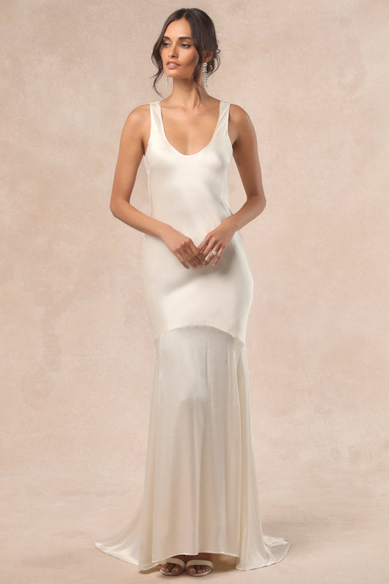 Love All of Me Champagne Satin Maxi Dress #Color_Champagne