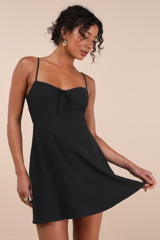 Diora Black Sleeveless Mini Dress #Color_Black
