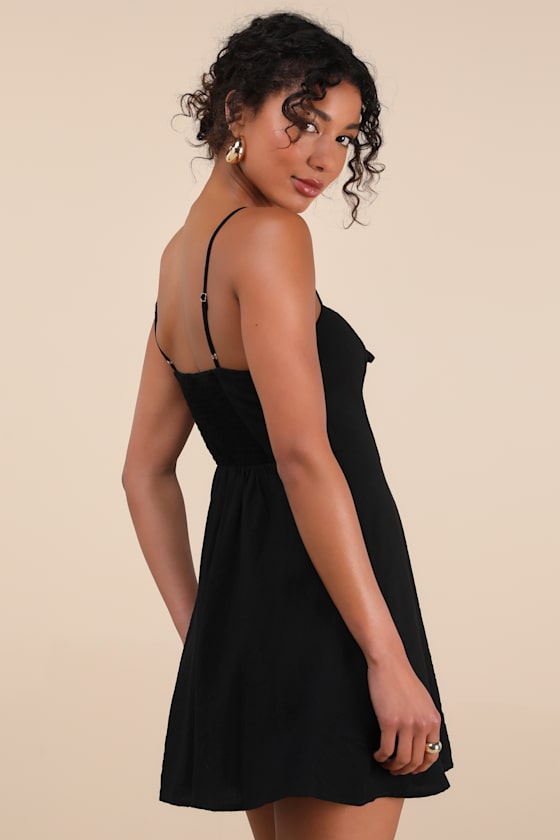 Diora Black Sleeveless Mini Dress #Color_Black