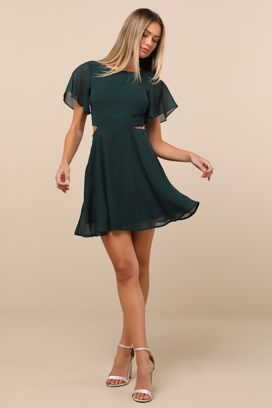 Blissful Love Blue Cutout Mini Skater Dress