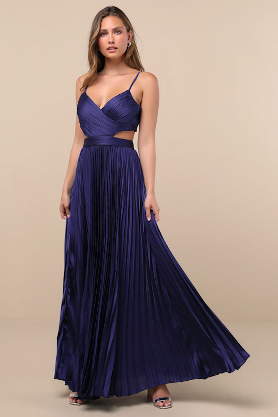 Got the Glam Emerald Green Pleated Cutout Maxi Dress