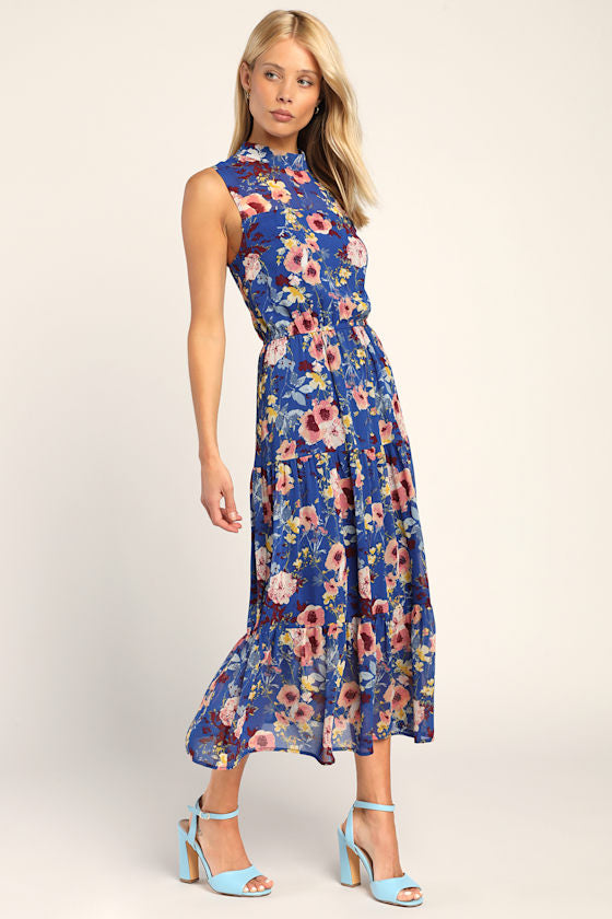 In My Dreams Sage Floral Print Midi Dress