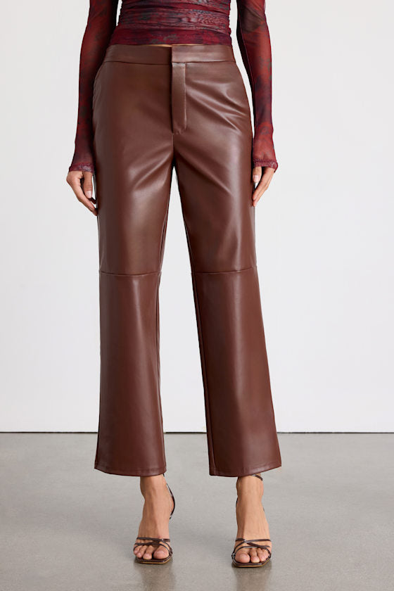 Open Minded Burgundy Vegan Leather Pants