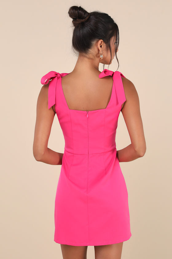 Your Sweetie Fuchsia Tie-Strap Mini Dress #Color_Fuchsia