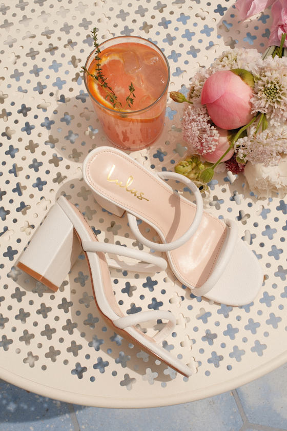 Addien White High Heel Sandals #Color_White