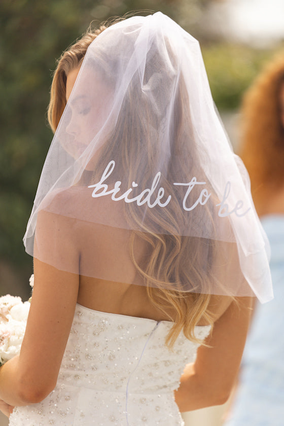 Bride to Be White Tulle Layered Short Veil #Color_White