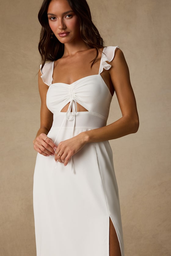 The Way to Love White Ruffled Maxi Dress #Color_White