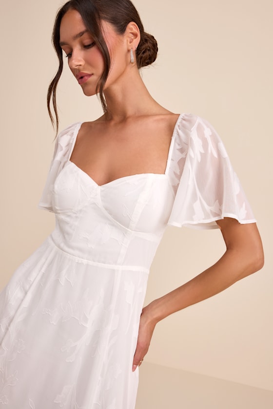 Tailor Made For You White Jacquard Lace-Up Maxi Dress #Color_White
