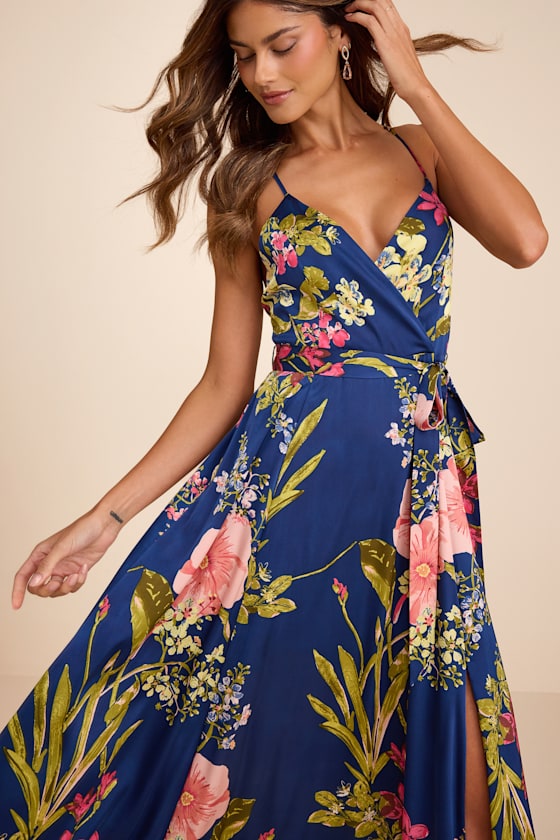 Still the One Blush Pink Floral Print Satin Maxi Dress