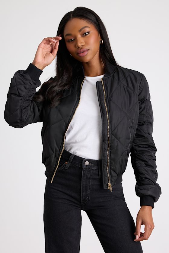 Style Expedition Olive Green Quilted Bomber Jacket