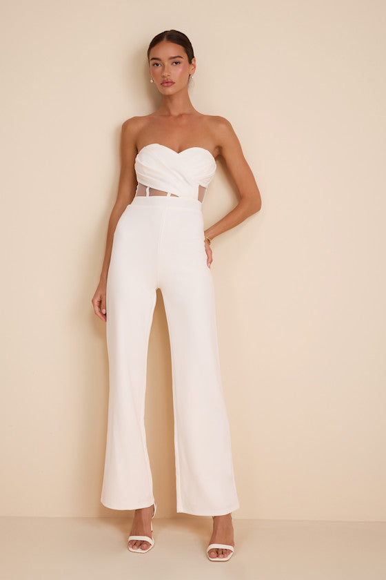 Surely Stunning Ivory Strapless Bustier Jumpsuit #Color_Ivory