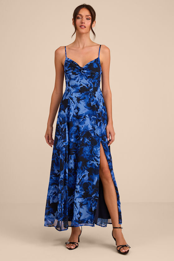 Beautiful Soul Fuchsia Floral Print Twist-Front Maxi Dress