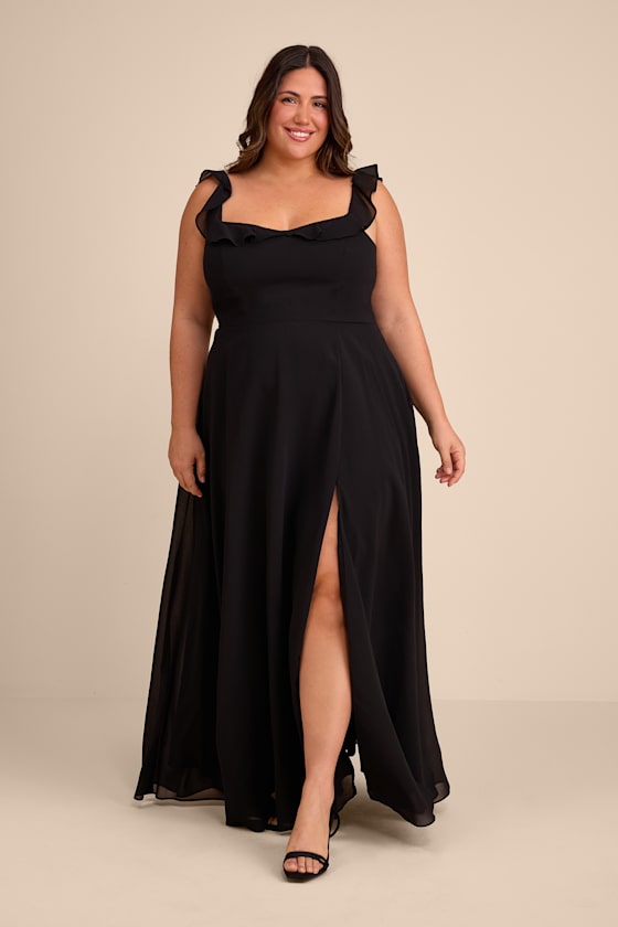 Dreamy Admiration Black Ruffled Maxi Dress #Color_Black