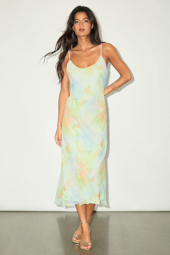 Akhila Light Blue Multi Tie-Dye Sleeveless Midi Dress #Color_Light Blue Multi Tie-Dye