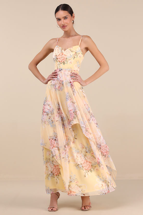 Breigh Yellow Floral Sleeveless Maxi Dress #Color_Yellow Floral