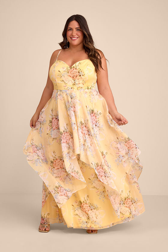 Breigh Yellow Floral Sleeveless Maxi Dress #Color_Yellow Floral