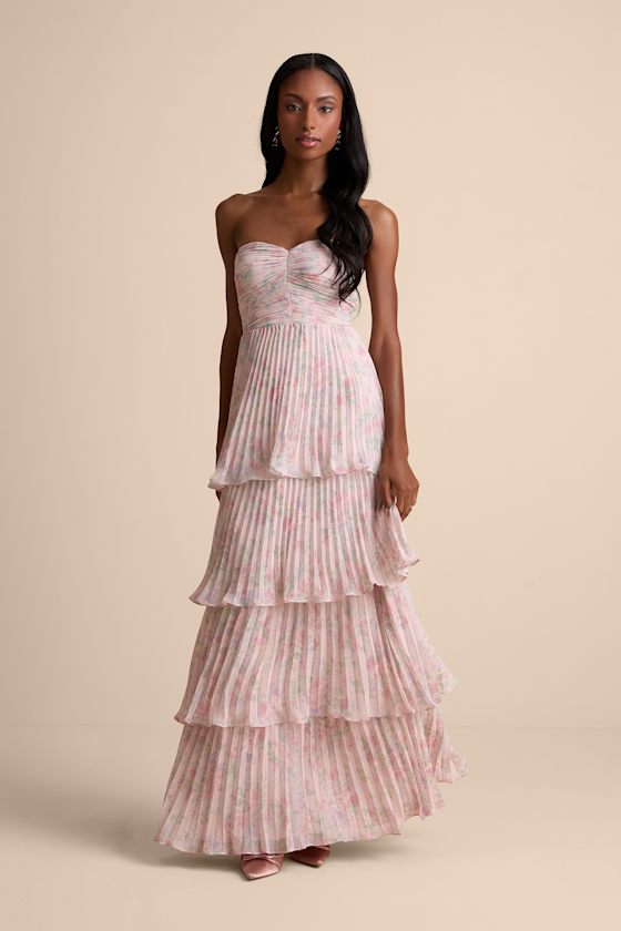 Seriously Sensational Light Blue Strapless Tiered Maxi Dress