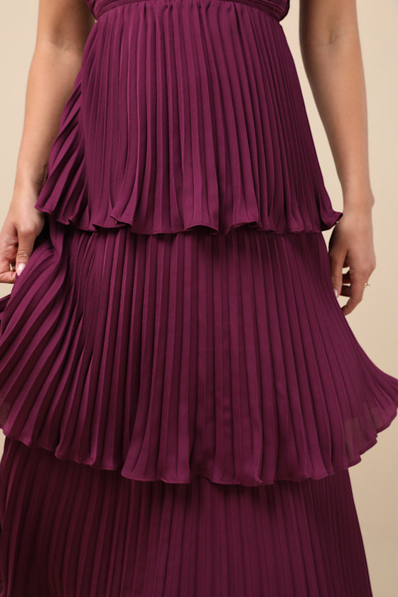 Cascading Crush Hot Pink Tiered Midi Dress