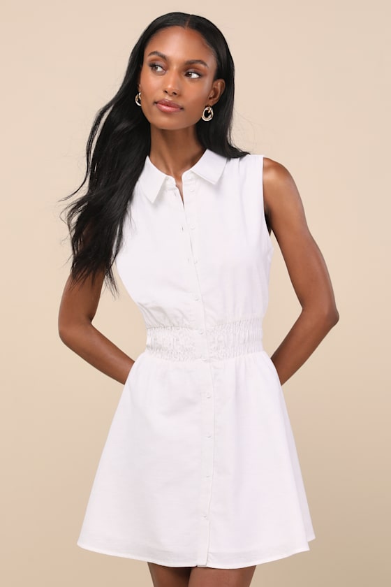Jaliyah Blue Collared Button-Front Mini Dress