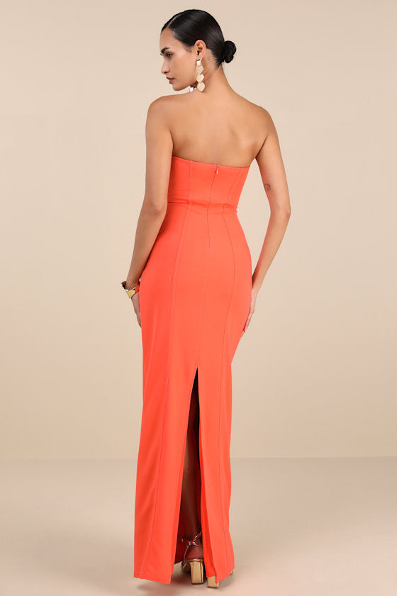 Ismene Light Blue Seamed Strapless Maxi Dress