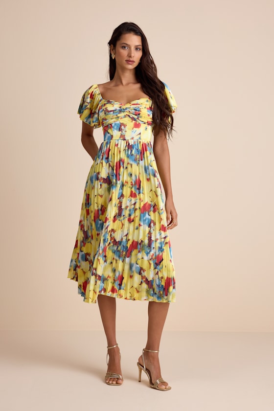 Authentically Yours Blue Multi Abstract Print Satin Midi Dress
