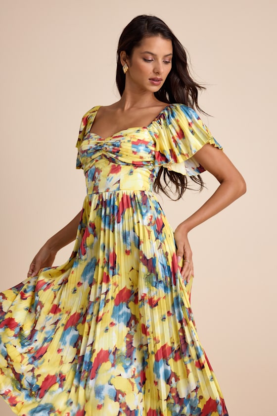 Authentically Yours Teal Multi Abstract Print Satin Midi Dress