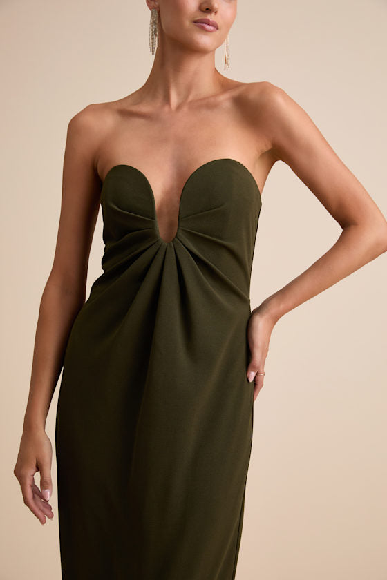 Thula Magenta Cutout U-Bar Column Maxi Dress #Color_Dark Olive