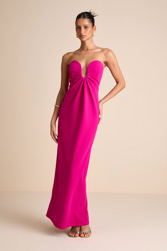 Thula Magenta Cutout U-Bar Column Maxi Dress #Color_Magenta