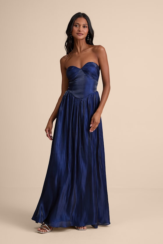 Kylin Sage Satin Basque Waist Maxi Dress