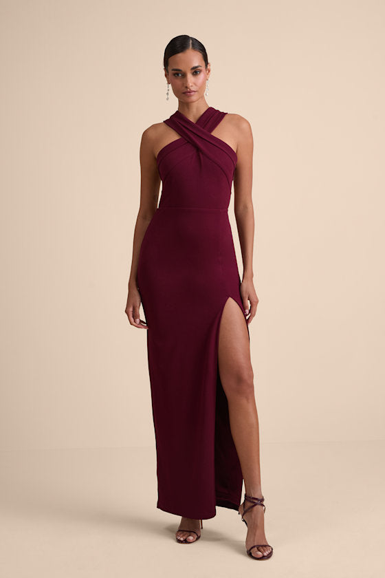 Head to Cocktail Hour Black Halter Neck Maxi Dress