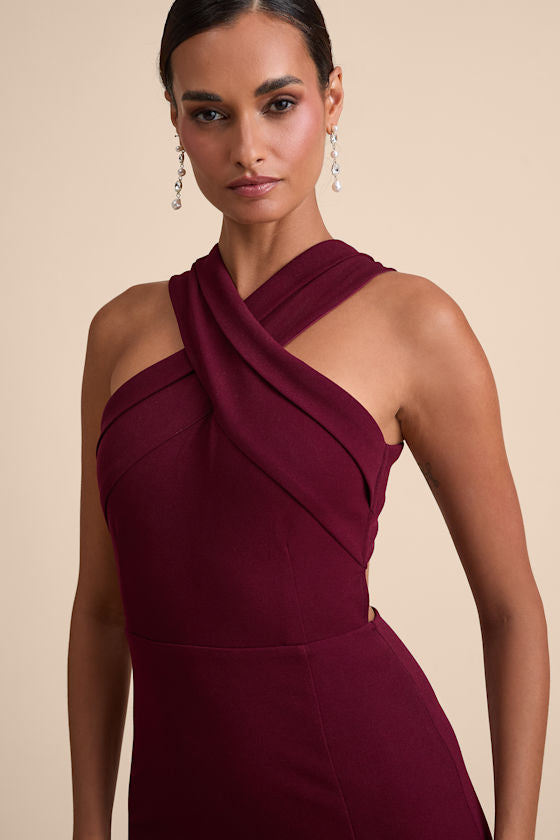 Head to Cocktail Hour Royal Blue Halter Neck Maxi Dress