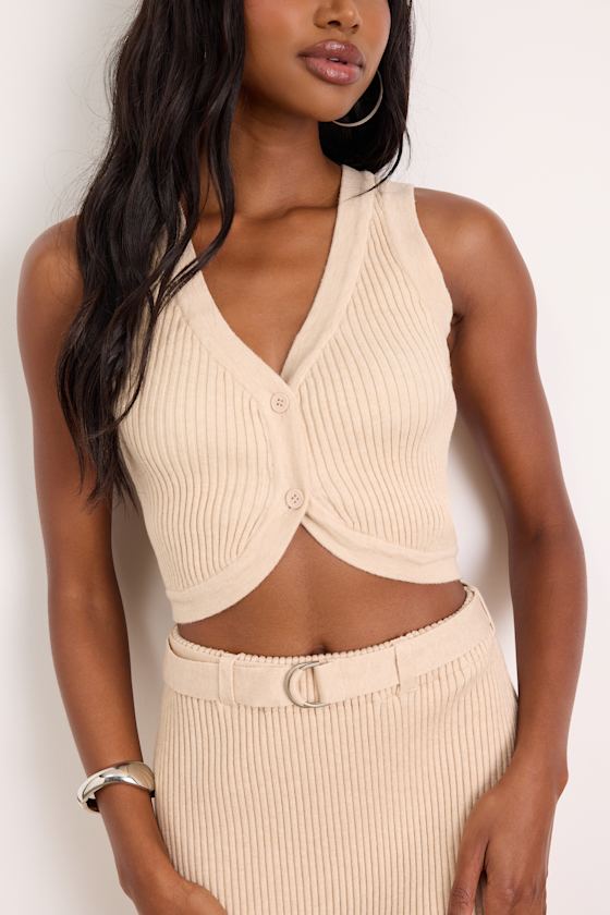 Mariah Cream Ribbed Two-Piece Sweater Midi Dress #Color_Cream