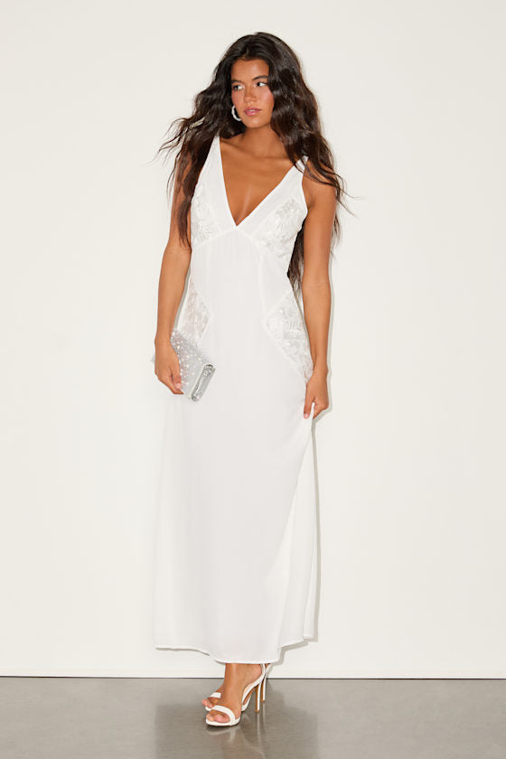 Julissa Light Yellow Embroidered Tie-Back Maxi Dress