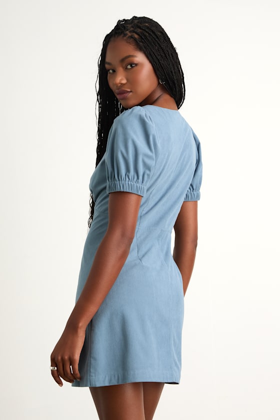 Adored Cutie Orange Corduroy Button-Front Mini Dress