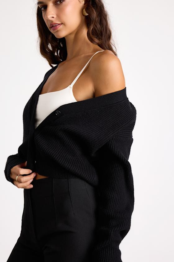 Toasty Babe Ivory Knit Button-Up Cropped Cardigan