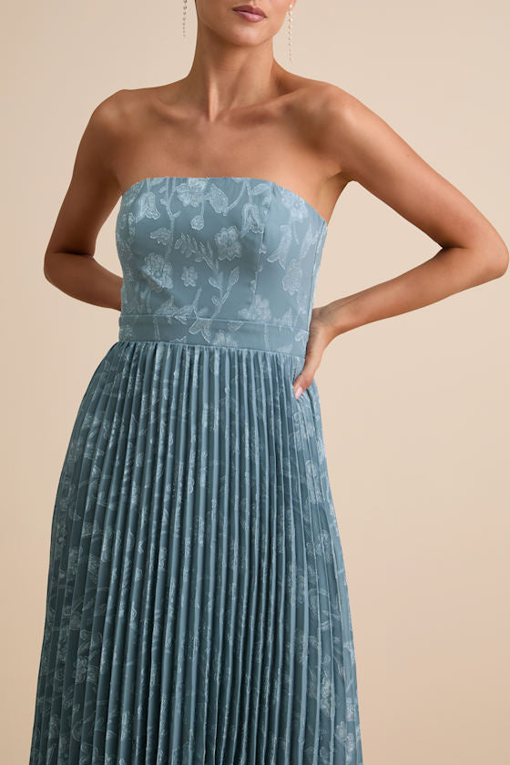 Perfectly Stunning Ivory Jacquard Strapless Midi Dress