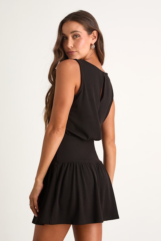 Junie Terracotta Ribbed Knit Boat Neck Mini Dress