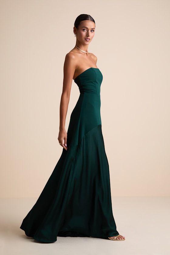 Compelling Style Black Strapless A-Line Maxi Dress