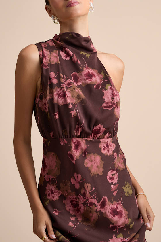 Distinctive Charm Olive Green Satin Asymmetrical Maxi Dress