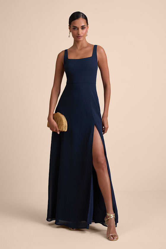 Remarkable Arrival Light Yellow Sleeveless Maxi Dress #Color_Navy Blue